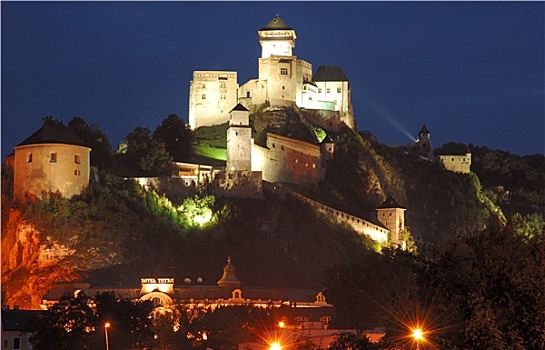 城堡,夜晚,斯洛伐克