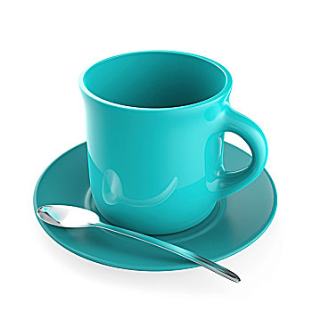 青绿色,咖啡杯