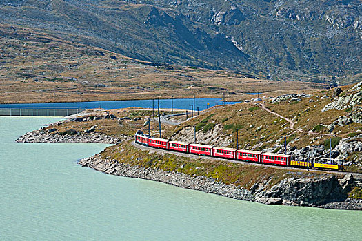 铁路,湖,恩加丁,瑞士,欧洲