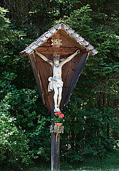 路边,十字架,露天博物馆,萨尔茨堡州,奥地利,欧洲