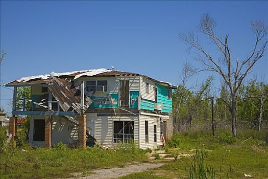 家,损坏,飓风,港口,硫,路易斯安那,美国