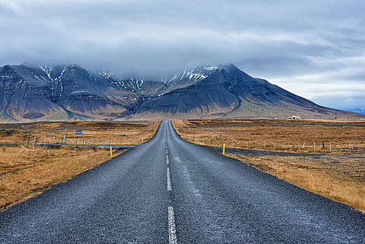 路线,山景,斯奈山半岛,冰岛,欧洲