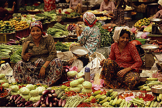 女人,销售,果蔬,中央市场,马来西亚
