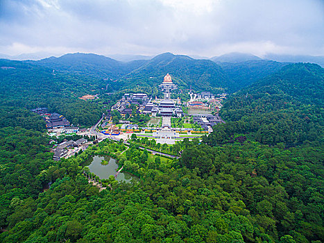 奉化,雪窦山,航拍,全景,弥勒,佛像,寺院,山,自然,生态,绿色,道场