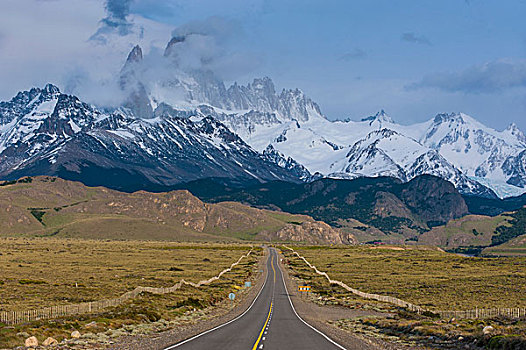 道路,菲茨罗伊,靠近,巴塔哥尼亚,阿根廷,南美