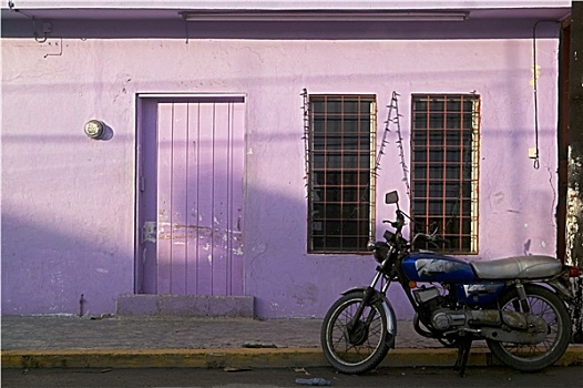紫色,房子,摩托车