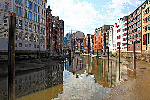 运河,低水位,城市,汉堡市,德国,欧洲