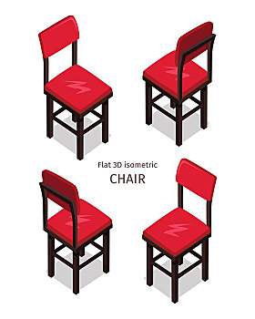 红色,椅子,四个,矢量,凸起,舒适,家具,插画,广告,象征,标识,游戏,环境,设计,隔绝,白色背景,背景