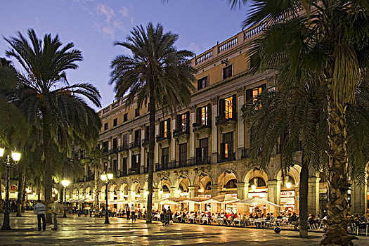 夜生活,皇家广场,巴塞罗那,西班牙