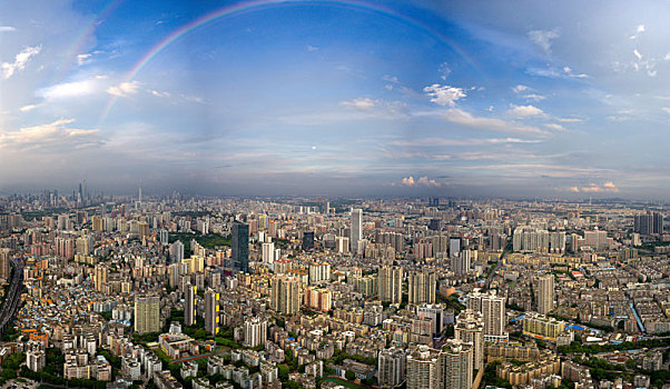 广州市区彩虹全景航拍