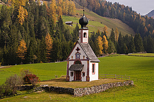 教堂,山谷,白云岩,意大利,欧洲