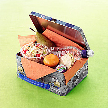 饭盒,稻米,三文鱼,酸奶黄瓜,沙拉
