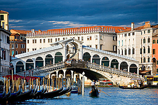 桥,上方,运河,里亚尔托桥,大运河,威尼斯,威尼托,意大利