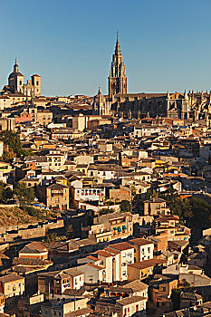 城市全貌,哥特式,大教堂,托莱多,托莱多省,西班牙