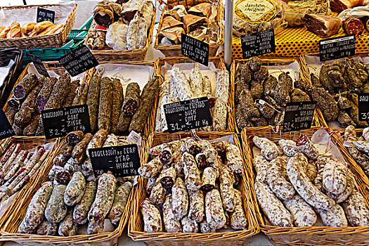 香肠,市场,普罗旺斯,区域,沃克吕兹省,法国,欧洲
