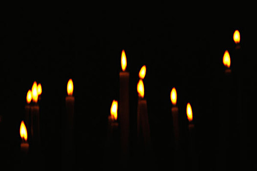 几个,蜡烛,燃烧,暗色,全画幅