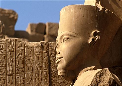 埃及,卡尔纳克神庙,阿蒙神,特写,雕塑