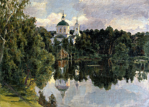 小教堂,水塘,俄罗斯,地区性,画廊