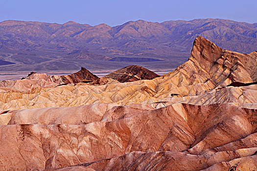 风景,侵蚀,石头,变色,矿物质,男人味,灯塔,后面,黎明,死亡谷国家公园,莫哈维沙漠,加利福尼亚,美国