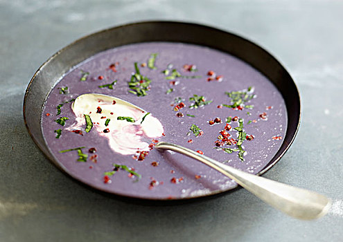 奶油,紫色,土豆汤