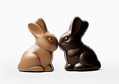 两个,巧克力,兔子,吻