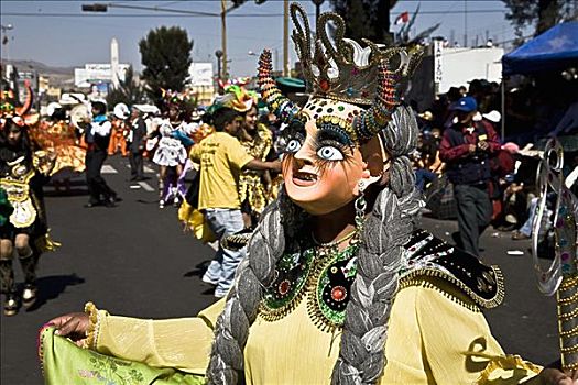 人,穿,传统服装,跳舞,阿雷基帕,秘鲁
