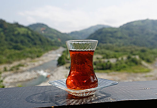 玻璃杯,茶,山谷,省,山,黑海,区域,土耳其,亚洲
