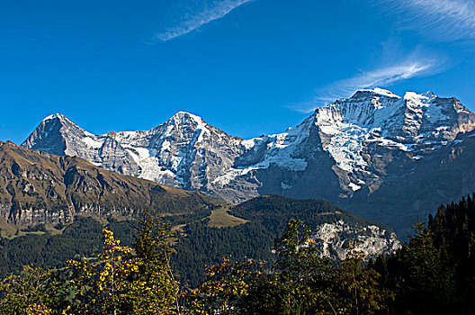 山峦,艾格尔峰,少女峰,高山,靠近,伯恩高地,瑞士,欧洲
