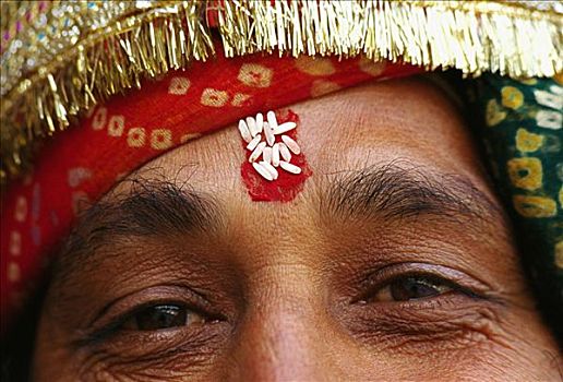 特写,中年,男人,穿,缠头巾,斋浦尔,拉贾斯坦邦,印度