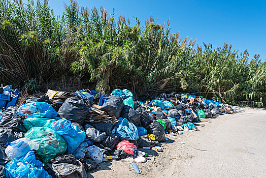 垃圾,包,山,科孚岛,爱奥尼亚群岛,希腊,欧洲