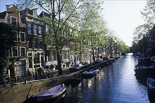 船,运河,阿姆斯特丹,荷兰