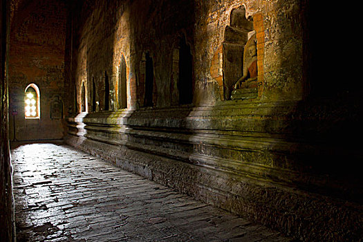 走廊,佛教,庙宇,蒲甘,缅甸