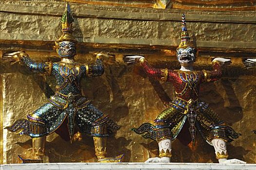 雕塑,金色,契迪,寺院,庙宇,曼谷,泰国,亚洲