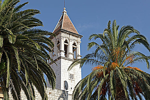 钟楼,圣麦克,寺院,教堂,特洛吉尔,达尔马提亚,克罗地亚,欧洲