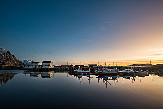 早晨,气氛,港口,罗弗敦群岛,挪威,欧洲