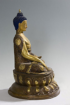 藏传佛像,清,铜鎏金