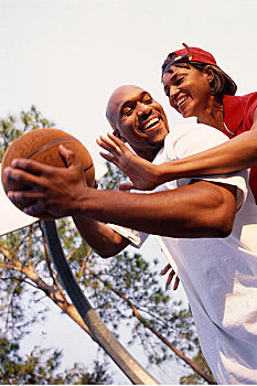 伴侣,玩,篮球