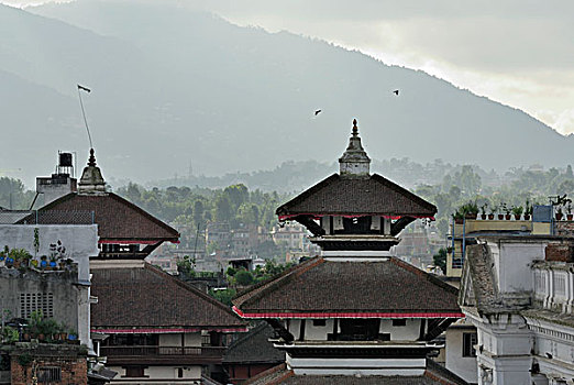风景,庙宇,屋顶,杜巴广场,加德满都,尼泊尔,亚洲