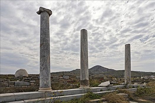 柱子,希腊风格,得洛斯,希腊