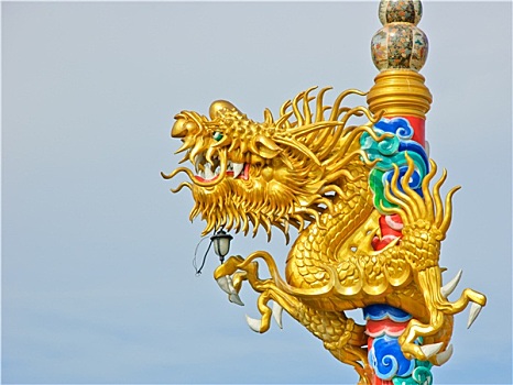 金色,龙,雕塑,泰国