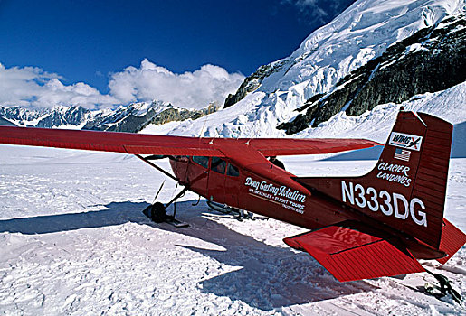 美国,阿拉斯加,两栖飞机,冰河,德纳里峰国家公园