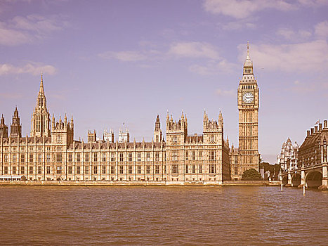 复古,看,议会大厦,伦敦