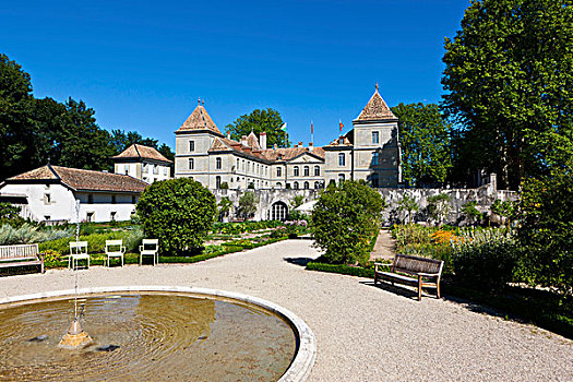 城堡,巴洛克,沃州,瑞士,欧洲