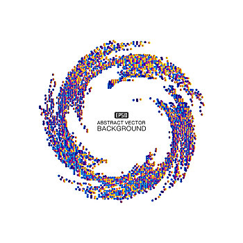 由彩色颗粒圆点构成螺旋状抽象图案背景