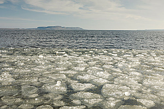 冰,岸边,苏必利尔湖,冬天,桑德贝,安大略省,加拿大