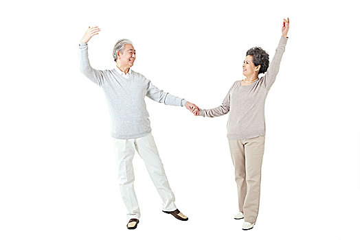 跳舞的东方中老年夫妇
