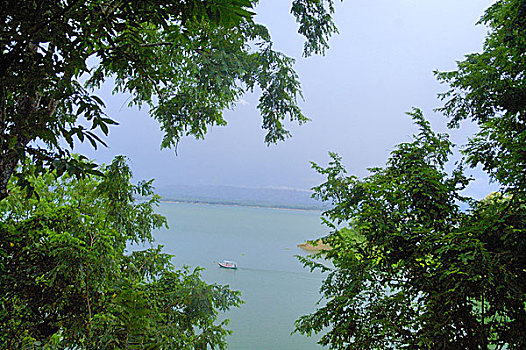 漂亮,湖,人造,孟加拉,地区,分开,结果,建筑,坝