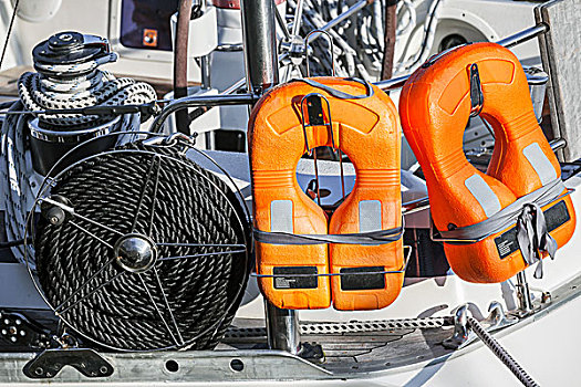 橙色,黑色,绳索,安全装置,现代,游艇