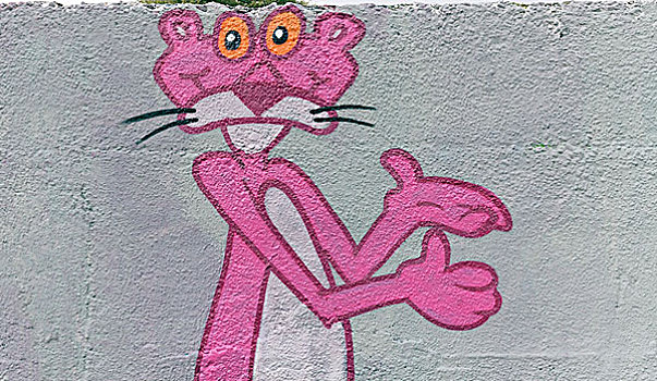 粉色,豹,卡通,涂鸦,街头艺术,地区,北莱茵威斯特伐利亚,德国,欧洲