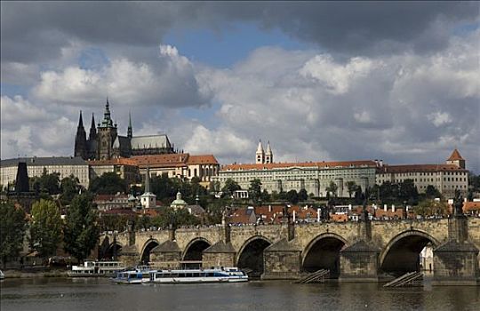 查理大桥,伏尔塔瓦河,城堡,布拉格,捷克共和国